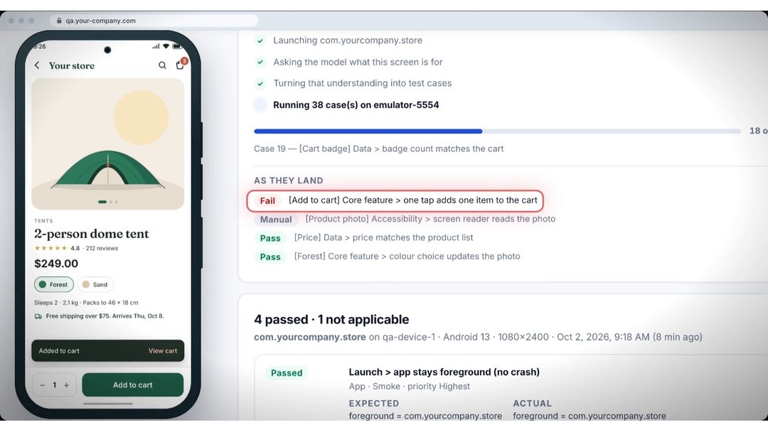 An app running on a hosted device